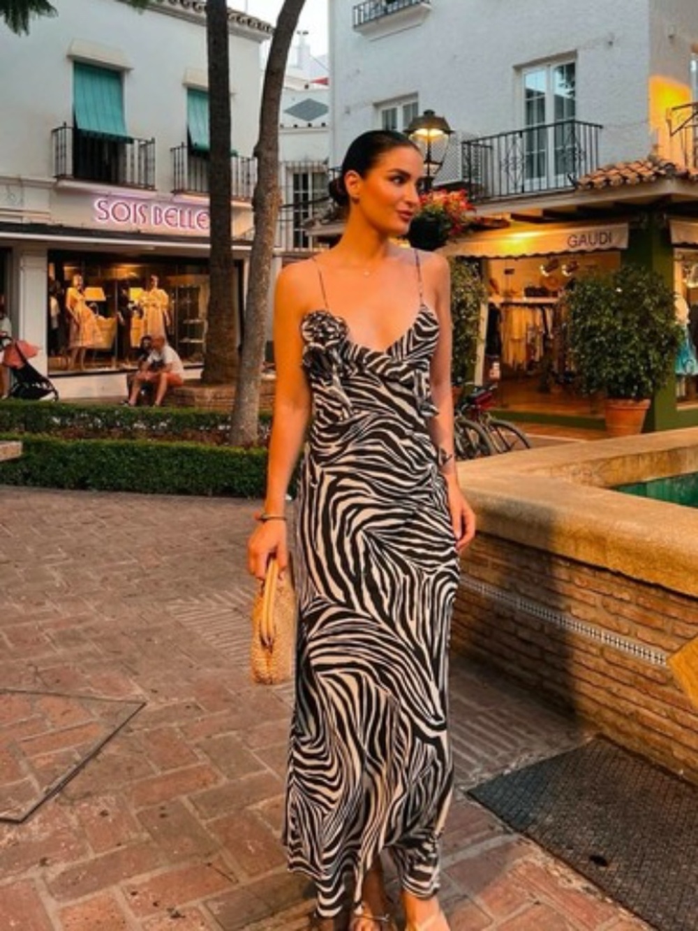 Zebra Print Maxi Ruffled Dress